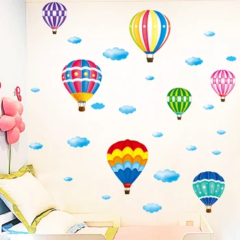 [SHIJUHEZI] Krāsains Karstā Gaisa Balons, Sienas Uzlīmes DIY Karikatūra Sienas Uzlīmes Bērniem, Guļamistaba, viesistaba, Bērnistaba Stikla Apdare