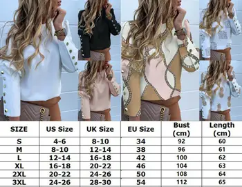 Modes Sievietes Metāla Poga ar garām Piedurknēm Krekli Dāmas Gadījuma O-veida Kakla Cieto Drukāt Blūzes Plus Izmērs XXXL Kritums Apģērbu