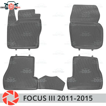 Grīdas paklāji Ford Focus 3 2011. -. gadam paklāji, kas nav slīdēšanas poliuretāna netīrumiem aizsardzības, iekšlietu auto stils aksesuāri