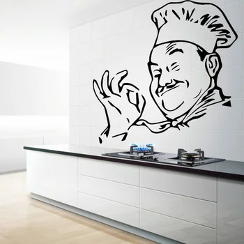 Šefpavārs Sienas Uzlīmes Mākslas Mājas Dekoru Vinila Siluets Smieklīgi Virtuves Pavārs Ūdensizturīgs Sienas Uzlīmes Ēdamistaba Moderna Rota Y922