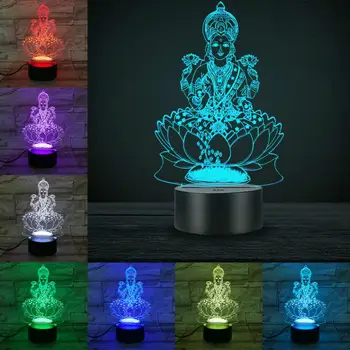 Hinduisms Augstākās Dievības 3D Lampu 7 Krāsu Maiņa Touch Tālvadības Slēdzi Optiskās Šķiedras Gaismas Bea Mājas Galda Dekorēšana