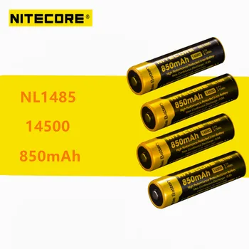 4 Gab/daudz Oriģinālu NiteCore NL1485 14500 3,7 V 850mAh jauda MAX 3A Li-ion Šūnu Akumulators ar Aizsargāto VS NL1485