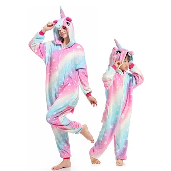 23 jaunas dzīvnieku unicorn māti un meitu ģimenes saskaņošanas pidžamā, drēbes, ziemas flaneļa kapuci sievietēm, bērniem, ģimenei, pidžamas