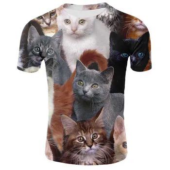 2019 Modis Bērnu Meitene Drēbes, T-krekls Bērniem, 3D Druka T kreklu Jauki Dzīvnieku Kaķis Krāsains Galaxy Modelis Bērniem Zēni Harajuku Topi