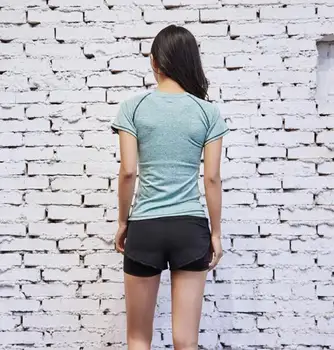 Sieviešu sportwear T-krekls darbojas joga fitness sporta Tees Augšu