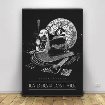 Raiders no Lost Ark Black & White Klasisko Filmu Plakātiem Zīda SIENAS Mākslas Dekoru Glezna Bez Rāmja