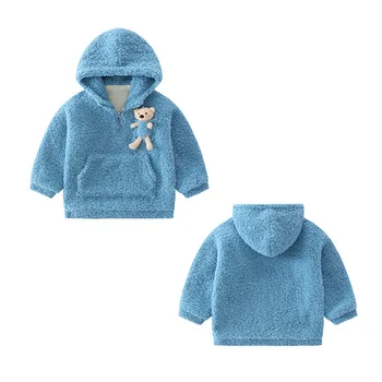 Mazulis meiteņu drēbes, Krekls rudens ziemas 3D lācis Plus samta pelēkā vārna Džemperis Džemperis kleita plus size 4 5 6 7 8 9 10 11 12 gadā
