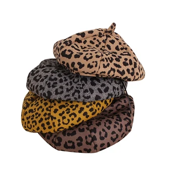 Bērni, Meitenes, Berete Cepures Modes Leopards Drukāt Vilnas Ziemas Cepure Meitenēm Tērpiem, 5 Krāsas