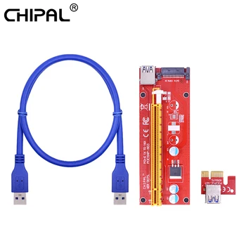 CHIPAL VER007S 60CM PCI-E Stāvvadu Kartes PCI Express PCIE 1X, lai 16X Adapteri USB 3.0 Kabelis 15Pin SATA Barošanas Bitcoin Miner Ieguves