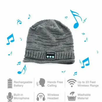 Ziemas Siltā Bluetooth 5.0 Klp Bezvadu Austiņas Beanie Darbojas Cepuri Sporta Cepurīte Ar Austiņas Skaļruni, Mikrofons