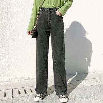 Džinsa Plaša Kāju Bikses, Sieviešu Džinsi Ar Augstu Jostas Apģērbs Sieviešu Vintage Streetwear Modes Harajuku Taisnas Bikses Sieviešu Bikses