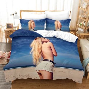 Bikini skaistumkopšanas 3D iespiesti gultas piederumi komplekti, sedziņas pārvalks un spilvendrāna mājas tekstila luksusa gultas komplekts 3d digitālā druka