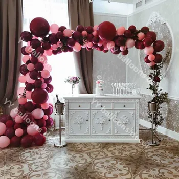 DIY Balonu Vainags Arku Komplekts 16Ft Ilgi Ruby Rozā Lateksa Gaisa Baloni Pack Baby Dušas Dzimšanas dienas svinības Globals Dekoru Piederumi