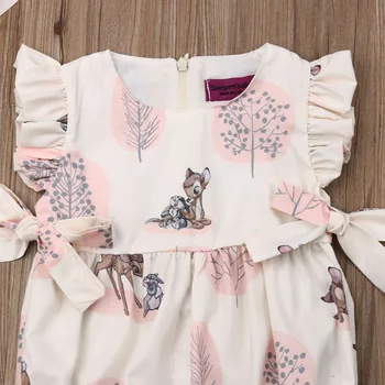 Baby Romper Jaundzimušais Meitenes Briežu Drukāt Bez Piedurknēm Romper Jumpsuit Playsuit Tērpiem