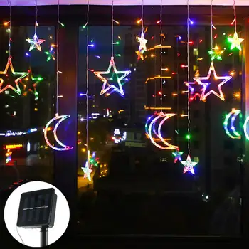 Ziemassvētku rotājumi Saules Powered LED Aizkaru Lukturi ar Zvaigžņu Pavadoņi Aptumšojami 8 Apgaismojuma Režīmu ar Taimeri Stīgu Gaismas Mirgošana