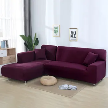 Dīvāns Aptver Mūsdienu L-formas Dīvāns Segtu vienkrāsainu Divu Un Trīs Sēdvietu Dīvāns Attiecas SA47097