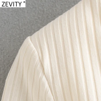 Zevity Sieviešu Modes Polsterēta Plecu V Kakla Slim Bodysuits Rudens Sieviete ar garām Piedurknēm, Elegants Playsuits Sexy Siāmas Romper LS7347
