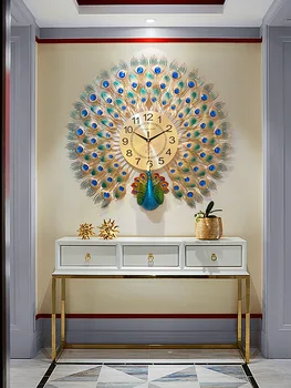 Siltumu! Ķīnas Radošo Vienkāršu 3D Pāvs Sienas Pulkstenis Modern Home Pulkstenis Dzīvojamā Istabā Izslēgt Pulkstenis Modes Dekoratīvās Kvarca Pulkstenis