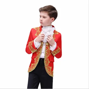 Fantasia Zēni Bērni Viduslaiku Viktorijas Karalis Princis Tērpu Bērnu Cosplay Apģērbs Masku Dzimšanas dienas Dāvanu, Zēniem, Bērniem 3-14T