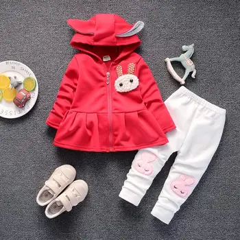BibiCola meiteņu apģērba komplekts bērniem ziemas treniņtērpi meiteņu sporta tērps Trušu Drukāt Topi Mētelis, Bikses Apģērbs, siltas drēbes,