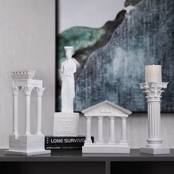 Eiropas Retro Stila Senās Romas Arhitektūras Modeli, Apdare, Mājas, Mēbeļu Kolonnas Sengrieķu Templī Ēkas Modeli Statuja