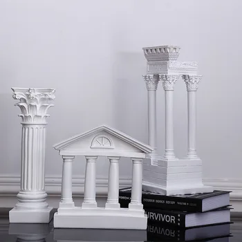 Eiropas Retro Stila Senās Romas Arhitektūras Modeli, Apdare, Mājas, Mēbeļu Kolonnas Sengrieķu Templī Ēkas Modeli Statuja