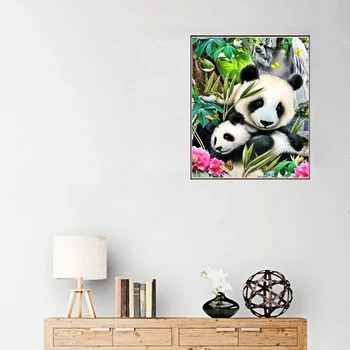 5D Diy Dimanta Krāsošana Komplekti Panda Pilna Urbt Apaļā Dimanta Izšuvumi Attēlu Rhinestone Dimanta Mozaīku Karikatūra Mājas Dekoru
