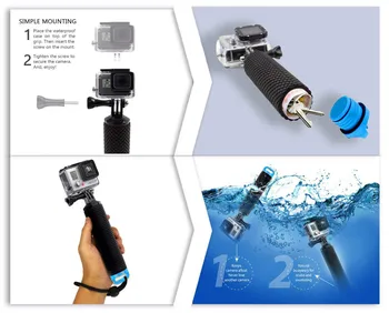 Ūdensizturīgs Peldošas Roku Satvēriens Antislip Sporta Peldošs Bobber, par GoPro Hero 7 6 5 4 3+ Sjcam Yi Lite 4K Ūdens Action Camera kit