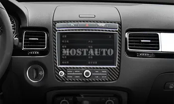 VW Touareg Oglekļa Šķiedras Centra Konsoles GPS Navigācija, Melns Vāks 2016-2018 1gb Auto Piederumi Auto Interjera Dekori Automašīnu Apdare