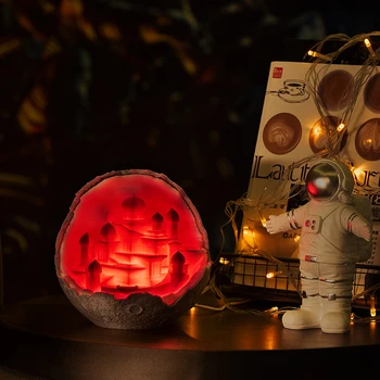 2019 Jaunu Dropship Nakts Gaisma 3D Drukas Mēness Pils Lampu, Piemēram, Mēness Lampas Kā Dāvana Raķešu Lampas Mīļāko