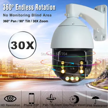 2MP 5MP Starlight PTZ Kameras 30X TĀLUMMAIŅAS 1080P True Color Nakts Redzamības IP Kameras Silts LED Hromatiskās Video onvif IR100M Kustības Detec
