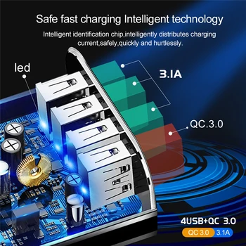 48W Ātri Uzlādēt 4.0 3.0 4 Portu USB Lādētājs ES MUMS USB Fast Charger For iPhone 11 Pro Samsung S10 Xiaomi Huawei USB Strāvas Adapteris