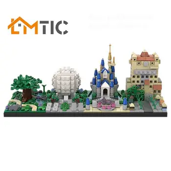 KM Magic Castle Pasaules Skyline Skats Modelis 688pcs Celtniecības Bloki Diy (do it yourself, Rotaļlietas, Ķieģeļu Izglītības Ziemassvētku Dāvanu Bērniem Bērniem