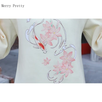 Ziedu Izšuvumu Ilgi, Hoodies sporta Krekls Sieviešu Kapuces Džemperis 2020. gadam korejiešu Stilā Bieza Modes Aukliņu Sieviešu Krekli XL