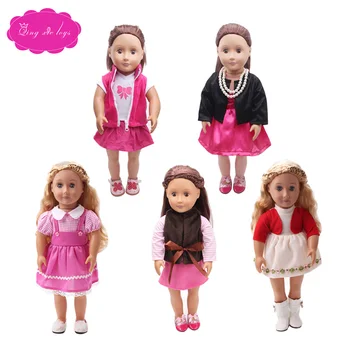 Doll kleitas, 5 stilus fit 18 collu Meitene lelles un 43 cm bērnu lelles apģērba piederumus, c135