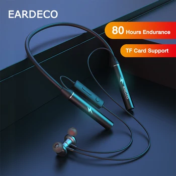 EARDECO 80 Stundu Izturības Bluetooth Austiņas Bass Sporta Bezvadu Austiņas Stereo Neckband Austiņas Magnētisko Austiņas TF Kartes