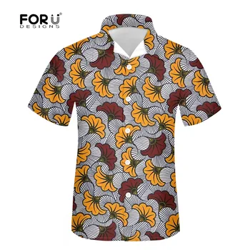 FORUDESIGNS Āfrikas Tradicionālās Kultūras Dizaina Modeļus Vīriešu Krekls Vasaras Havaju Mīksti Topi Beach Blūze Plus Lieluma Krekli