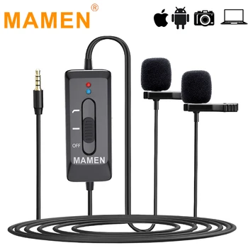 MAMEN KM-D2/KM-D2 Pro 3.5 mm Lavalier Mikrofons Profesionālais Mikrofons Ar Dual Mikrofons Viedtālruņa Kameru Ierakstīšanas Mikrofons