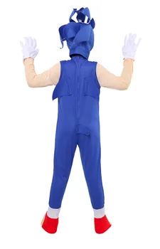 OHMETOY Sonic Ezis Kostīms Bērniem, Spēles Raksturs Cosplay Halloween Darbības Apģērbu Ar Jumpsuits Cepuri Ārējie Cimdi