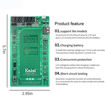 Kaisi K-9208 Tālruņa Akumulatora Aktivizācijas Maksas Valdes Strāvas Testa Kabelis priekš iPhone X/8/7/6/6S Samsung, Huawei Xiaomi