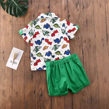 Bērniem Zēni Vasaras Apģērbu Toddler Dinozauru Krekls Topi, Šorti Tērpiem 2gab Bērniem, Bērnu Zēniem Ikdienas Karikatūra Apģērbu Komplekti