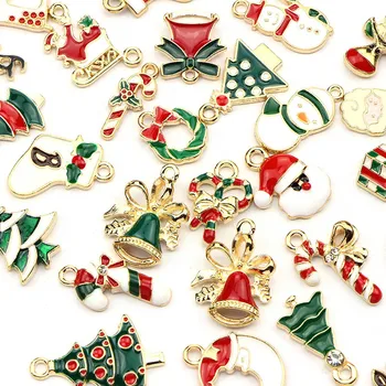 45pcs Sajauc Ziemassvētku Piekariņi Emaljas Rotas Ziemsvētki Koks DecorationEarrings DIY Rotaslietas Secinājumi