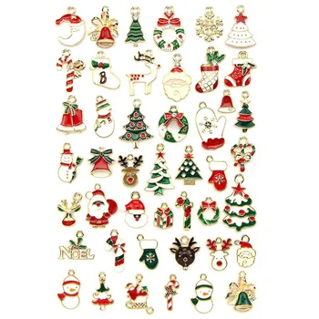 45pcs Sajauc Ziemassvētku Piekariņi Emaljas Rotas Ziemsvētki Koks DecorationEarrings DIY Rotaslietas Secinājumi