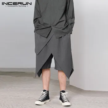 INCERUN Vasaras Modes Vīriešu Bikses Personība Ir 2021. Joggers Kabatas, Elastīga Vidukļa Nelegālo Šorti Vīriešiem Streetwear Gadījuma Bikses