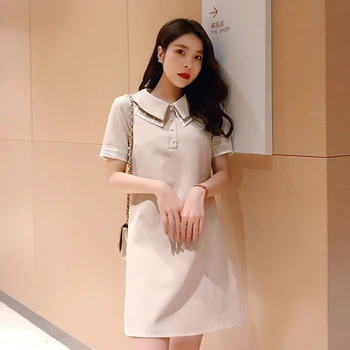 2019. gada Vasaras korejas Īsām Piedurknēm Salds Kleita Sievietēm Vintage Pasaku Organza Sieviešu Kleitas Modes Sieviešu Kleitas Peter Pan Apkakli