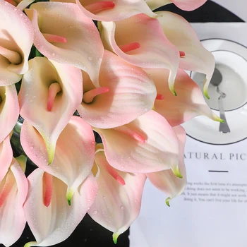31 Gabalus, Kalla Lilija PU Nekustamā Touch Dekoratīvā Vāze, Mākslīgo Ziedu Viltus ziedu spilgti ziedu pumpuru Dekorēšanas viesnīcu