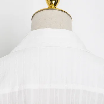 VGH Balti Krekli Sieviešu Atloks Pilnu Piedurknēm Ruched Minimālisms Zaudēt Ilgi Vintage Blūze Sieviešu 2020 Rudens Modes Apģērbu Jaunas