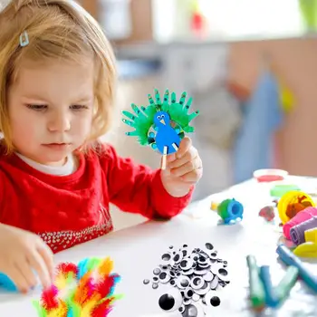 DIY Bērnu Rokdarbu Piederumi Bērniem Krāsains Sequin Plīša Koka Stick Pogas Set Bērniem, Roku darbs Mākslas Amatniecības Rotaļlietas