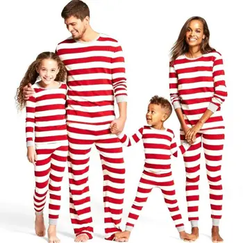 Pudcoco Ģimenes Ziemassvētku Matching Pidžamā, Drēbes, uzstādīt Svītrainām Pieaugušām Sievietēm, Bērniem, Baby Sleepwear Naktsveļu Pidžamu Kombinezonus Jaundzimušie