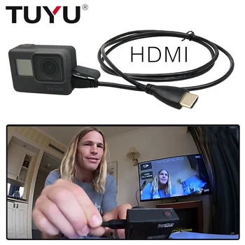 Sākotnējā TUYU piederumi Go Pro HDMI Kabeli go pro hero 5 gopro 6 4 SJ4000 SJ5000 par Xiaomi yi EKEN H9r H9 H5s HDMI Kabelis